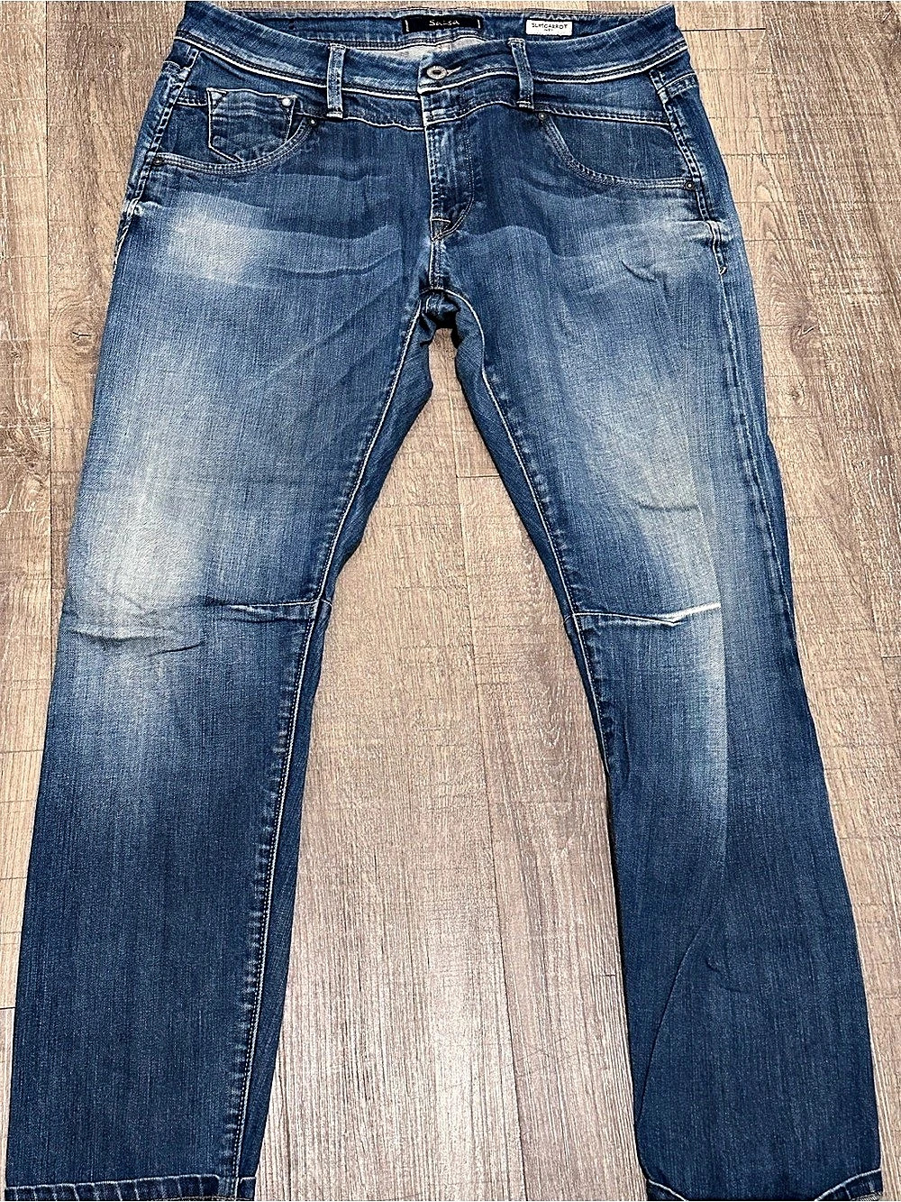 Salsa Bootcut Distressed Jeans in Blue